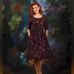 Palava Elsie dress in plum deer print US4/UK8!